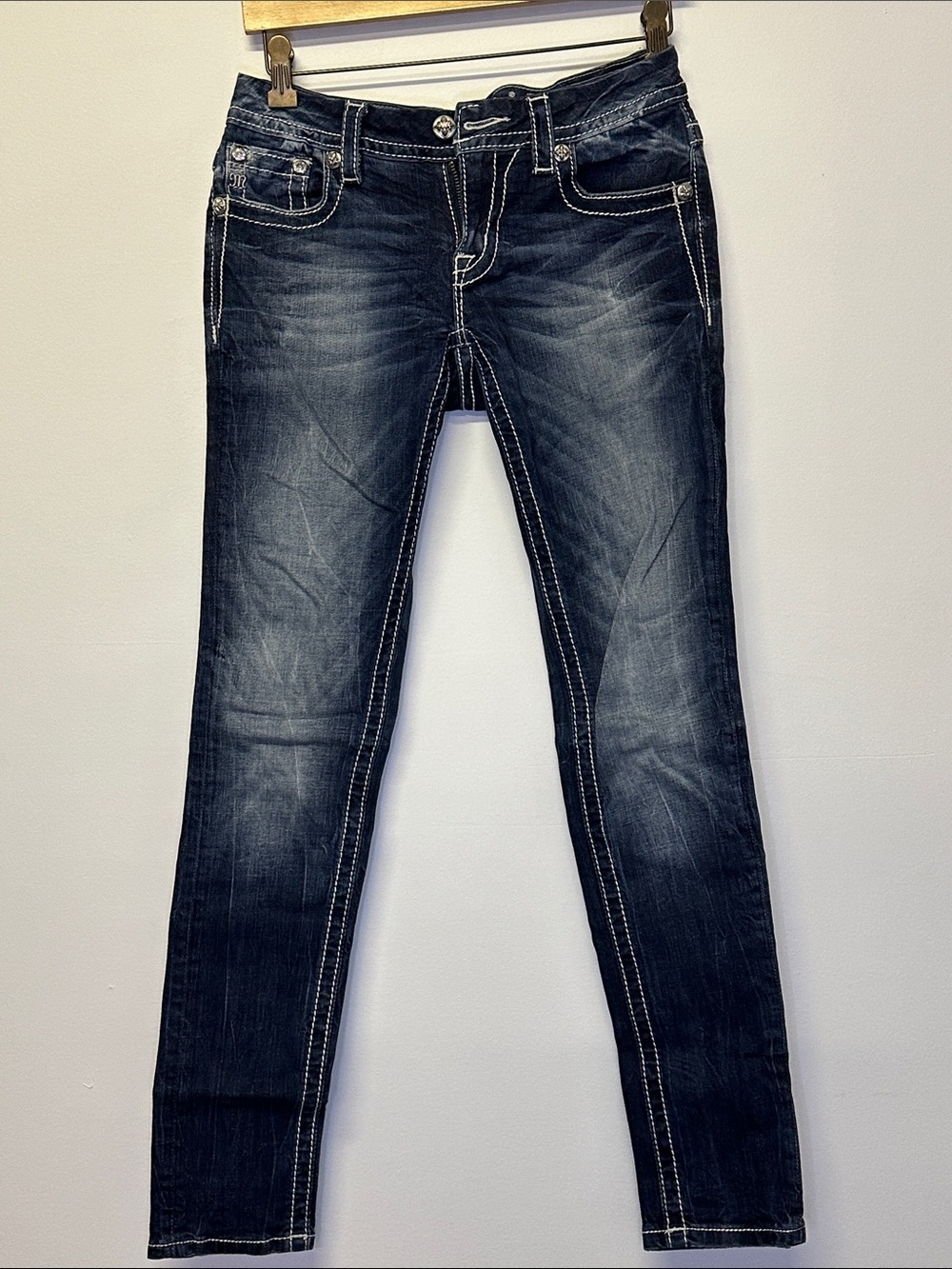 Miss Me Signature skinny phoenix sequins stitch size 27 - Picture 3 of 5